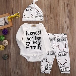 Baby Newest Addition Onsie Outfits 3pcs